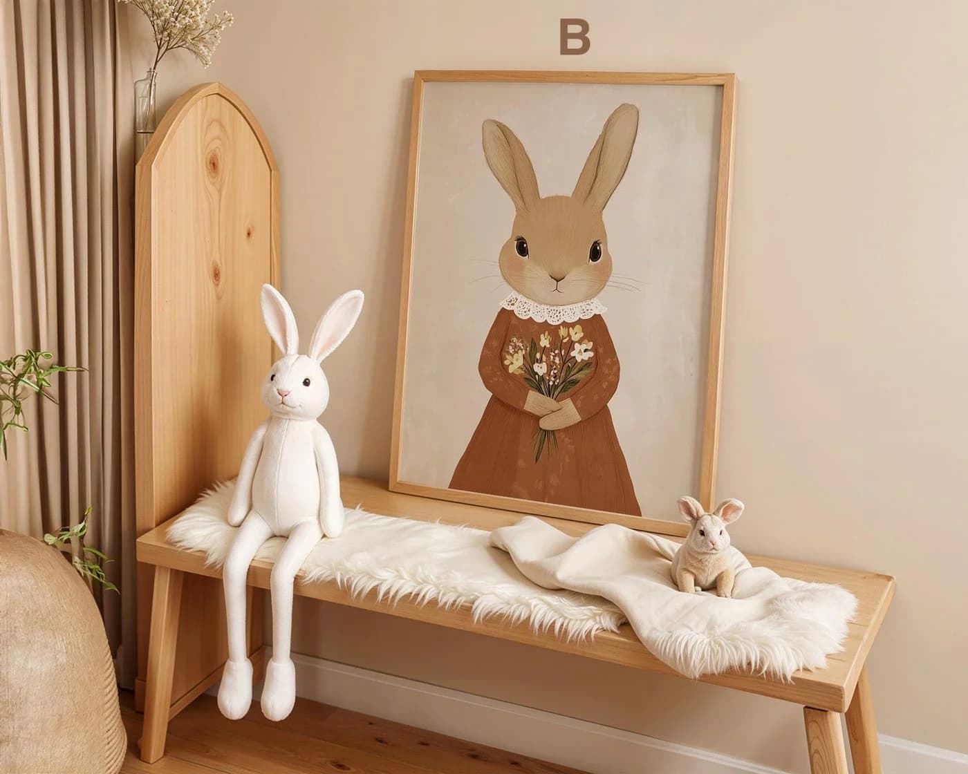 JUSTGOODMOOD Poster süße Hasen Kinderzimmer Deko Modern Baumwolle - Bild 4