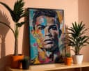JUSTGOODMOOD Poster Premium Street Art Fußball Legende Ronaldo Pop Art Wandbild Bild 1