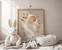 JUSTGOODMOOD Poster Boho Babyzimmer Regenbogen Herzen Blumen Bild 1