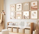 JUSTGOODMOOD Poster Boho Babyzimmer Regenbogen Herzen Blumen Bild 2
