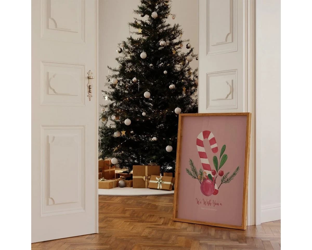 JUSTGOODMOOD Poster Weihnachtsposter Aquarell Weihnachtsbaum
