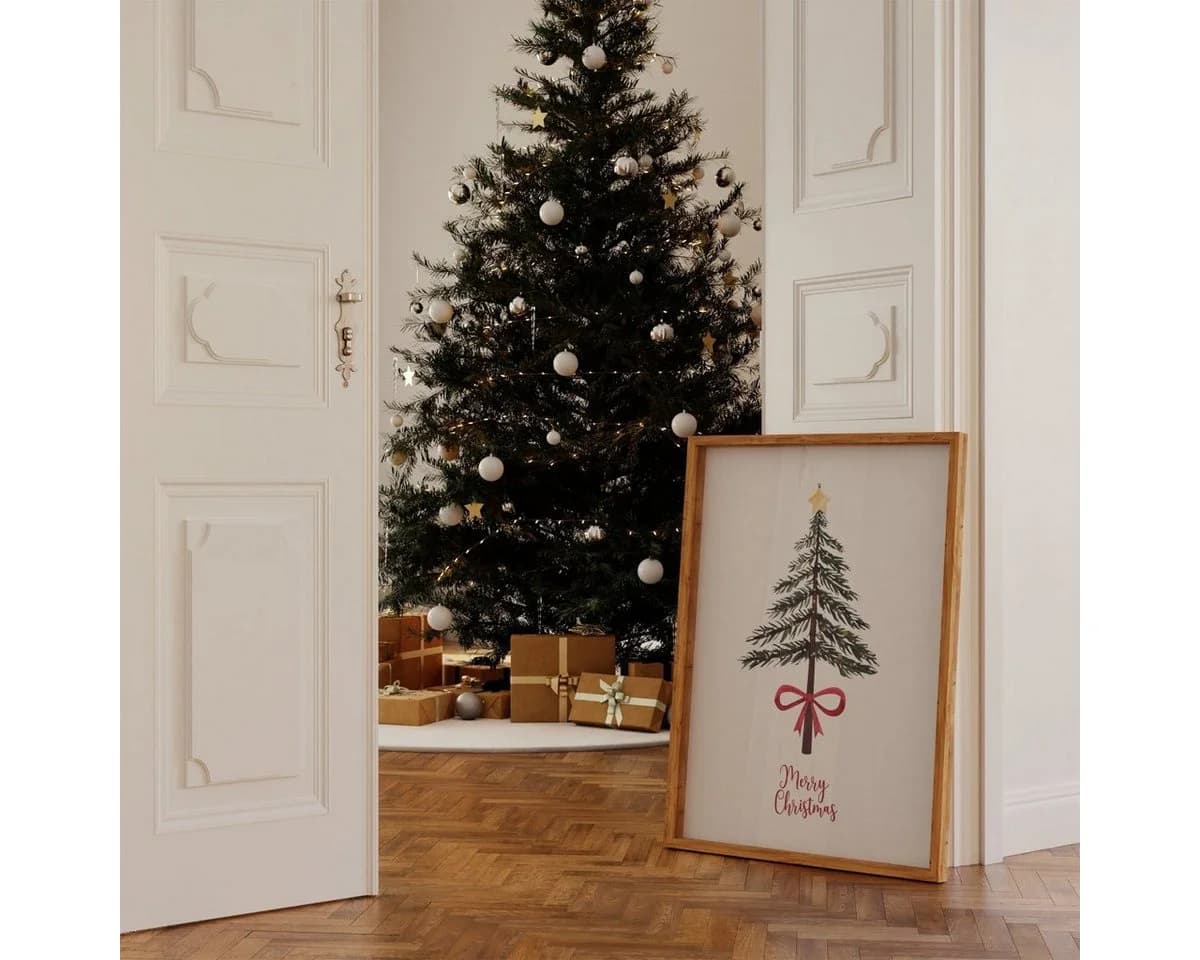 JUSTGOODMOOD Poster Weihnachtsposter Aquarell Weihnachtsbaum - Bild 3