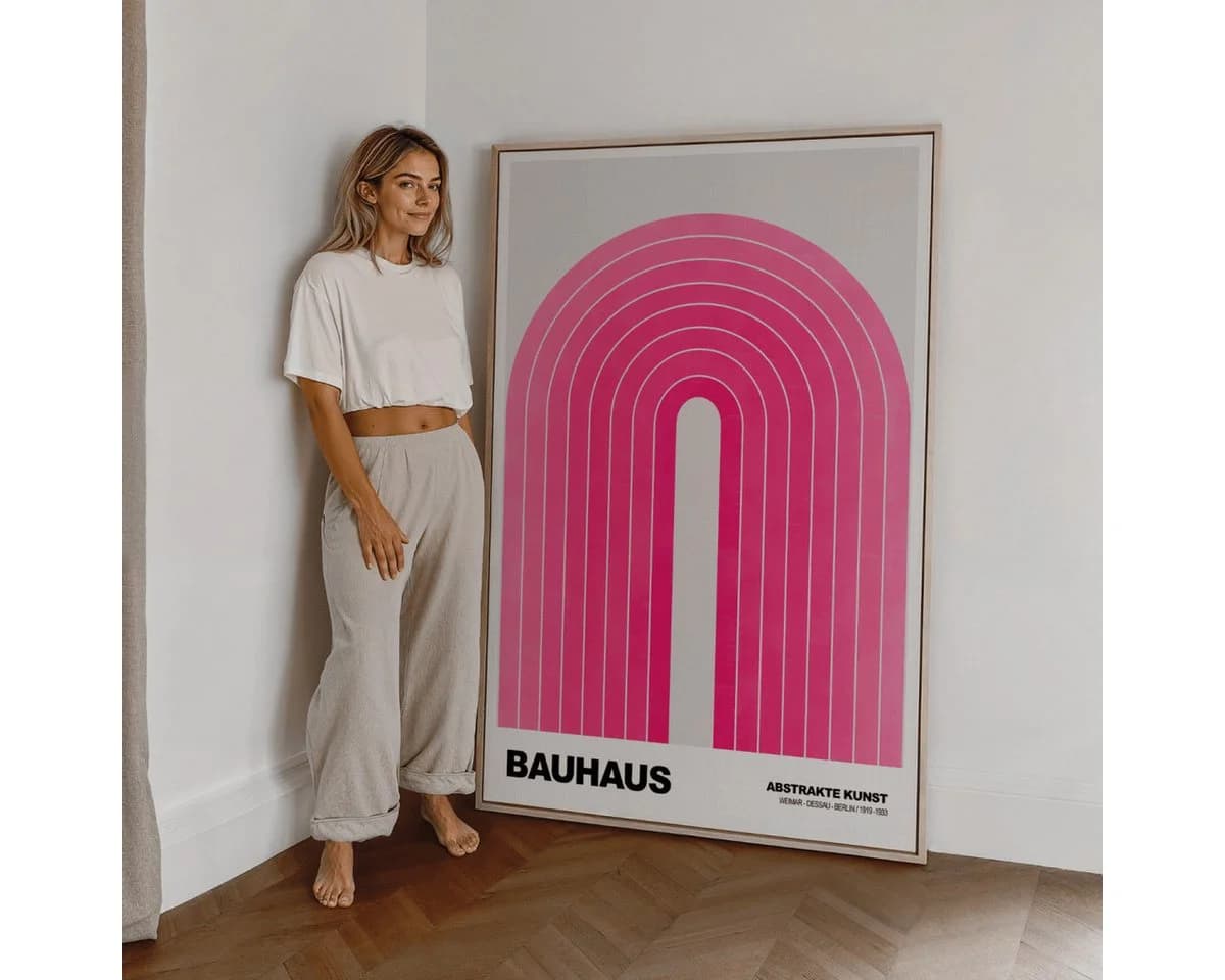 JUSTGOODMOOD Poster Bauhaus Abstrakt Rosa Bogen - Bild 3