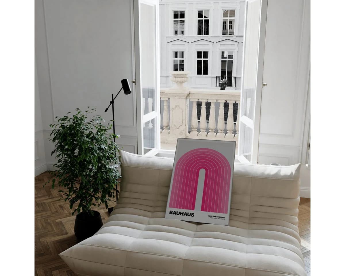JUSTGOODMOOD Poster Bauhaus Abstrakt Rosa Bogen - Bild 4