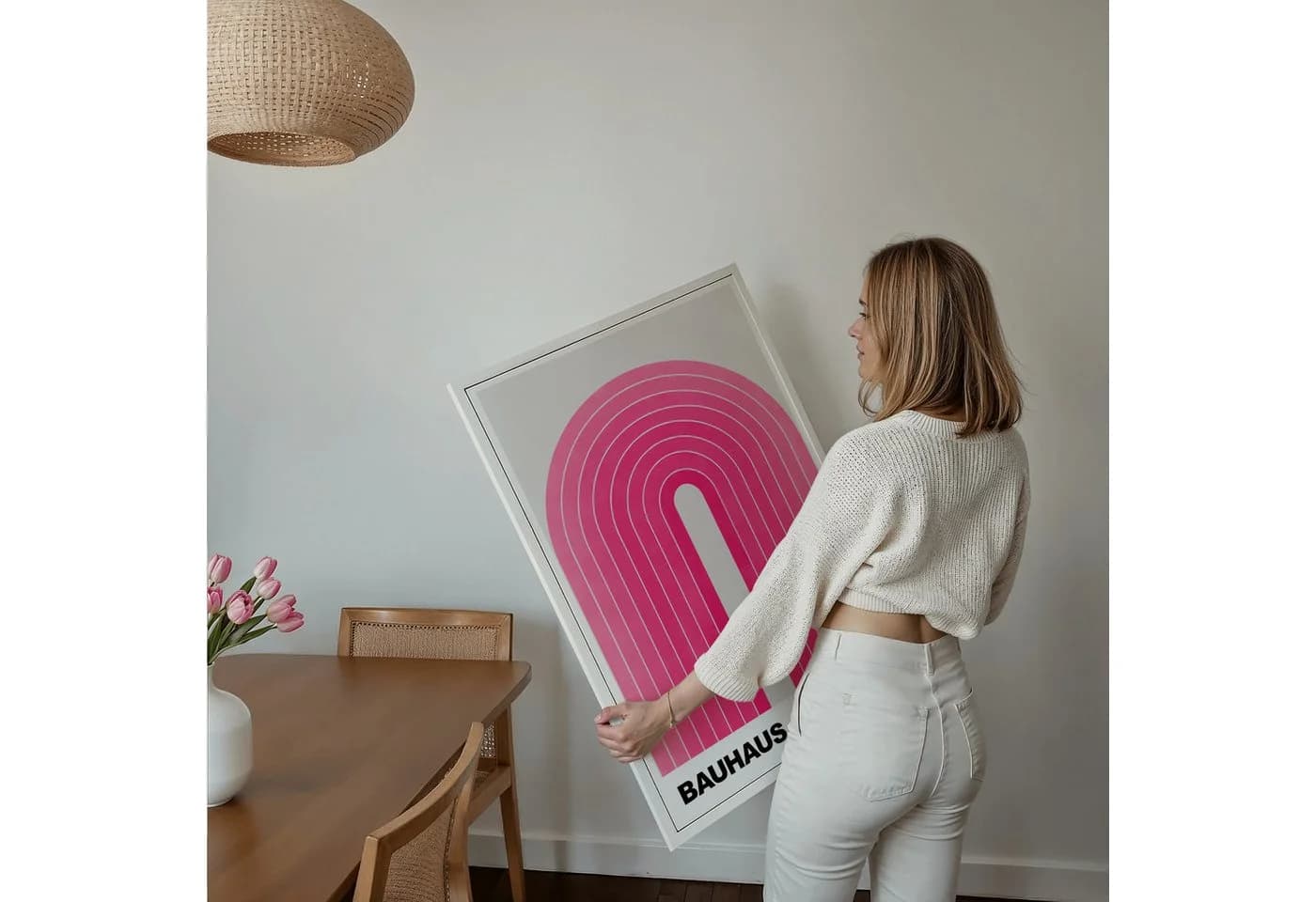 JUSTGOODMOOD Poster Bauhaus Abstrakt Rosa Bogen - Bild 5