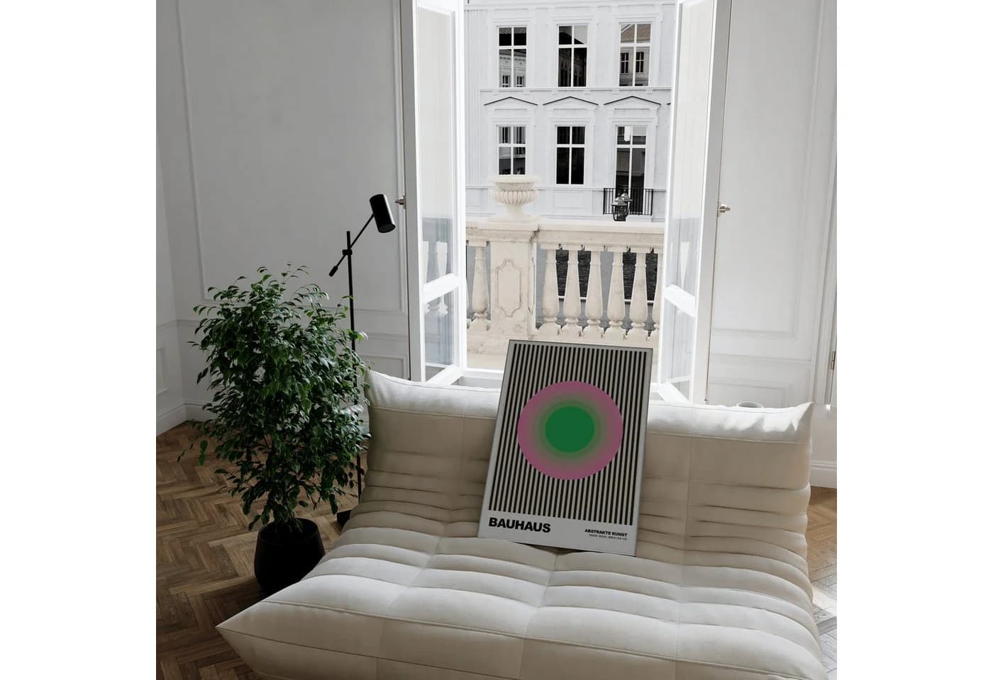 JUSTGOODMOOD Poster Bauhaus Abstrakte Kunst Grün/Rosa/Schwarz - Bild 5