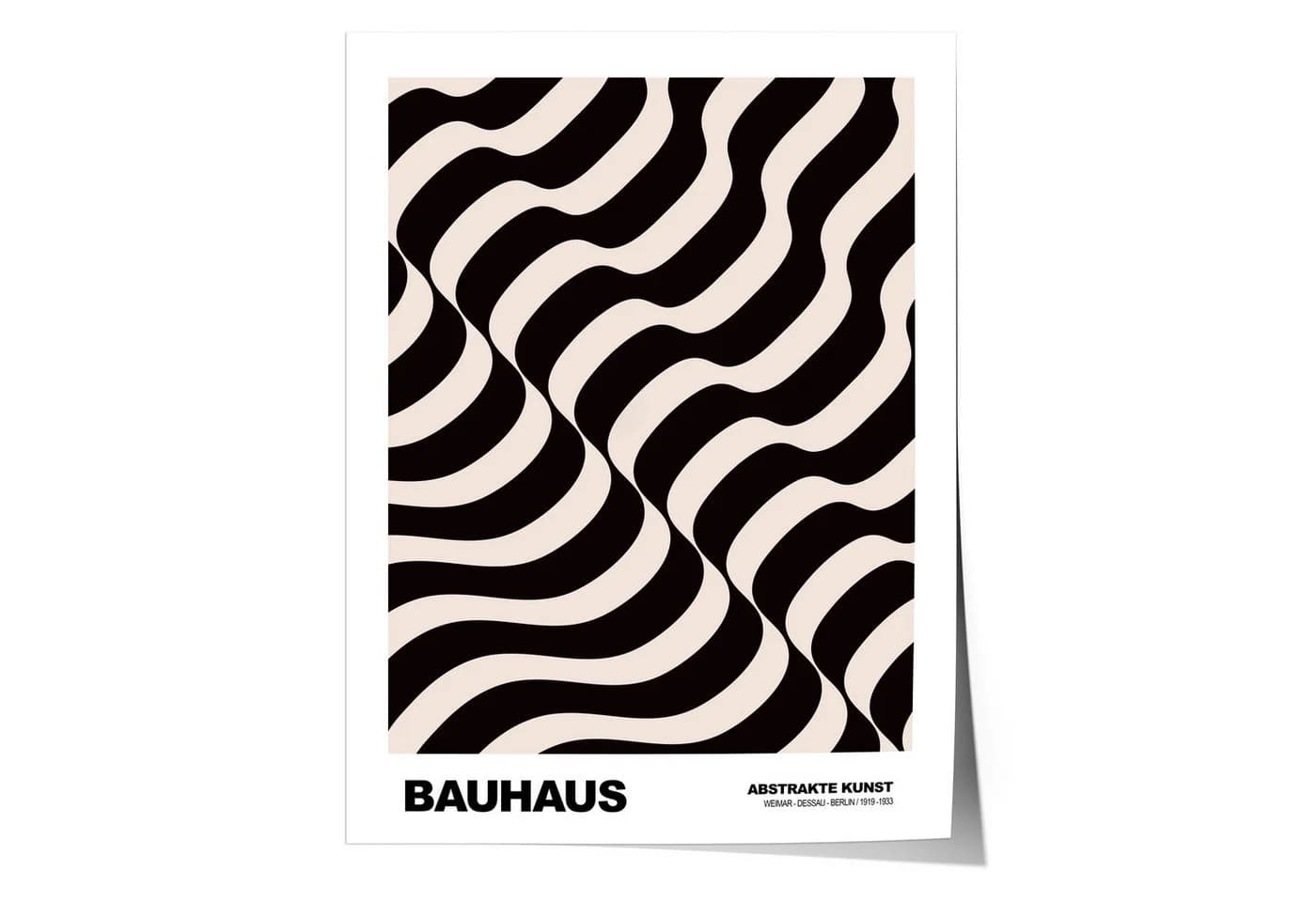 JUSTGOODMOOD Poster Bauhaus Abstrakte Kunst Wellenmuster Beige Schwarz - Bild 2