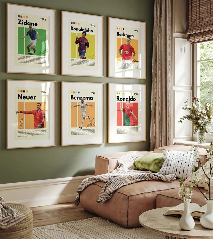 JUSTGOODMOOD Poster Fußball Legenden HD-Druck Baumwolle