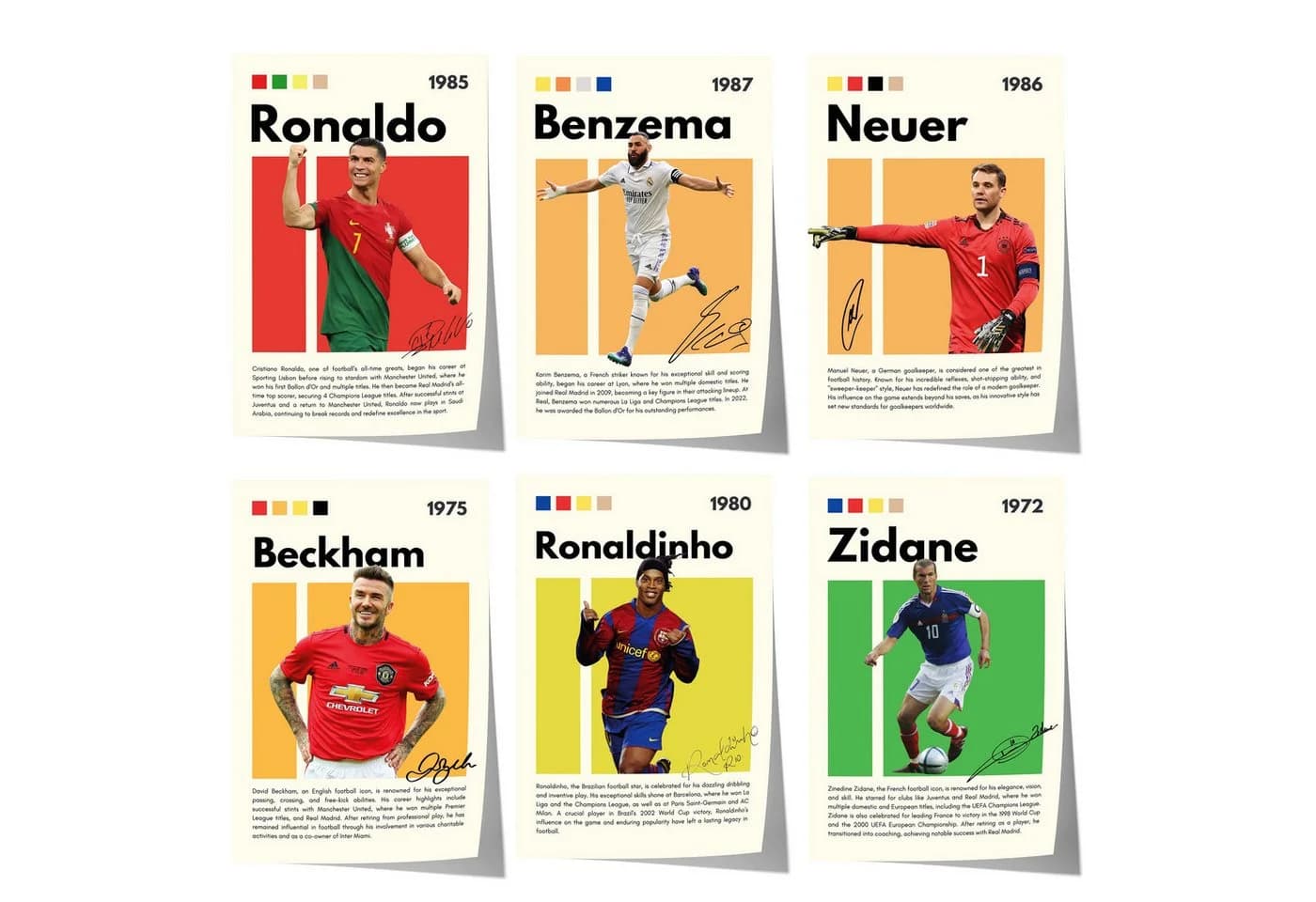 JUSTGOODMOOD Poster Fußball Legenden HD-Druck Baumwolle - Bild 2