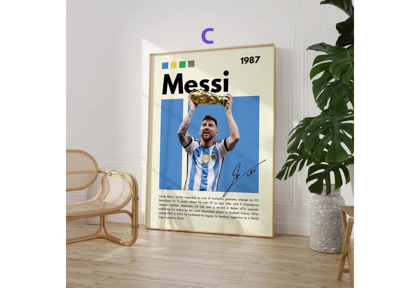 JUSTGOODMOOD Poster Fußball Stars Sport Wanddeko Baumwolle - Bild 5