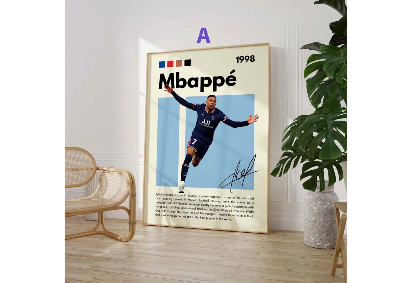 JUSTGOODMOOD Poster Fußball Stars Sport Wanddeko Baumwolle - Bild 3