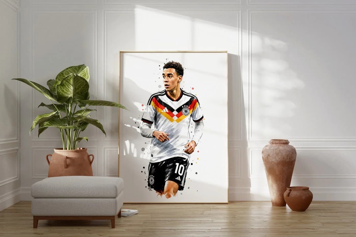 JUSTGOODMOOD Poster Deutschland Fußball Aquarell Sport Wandbild Deko Print
