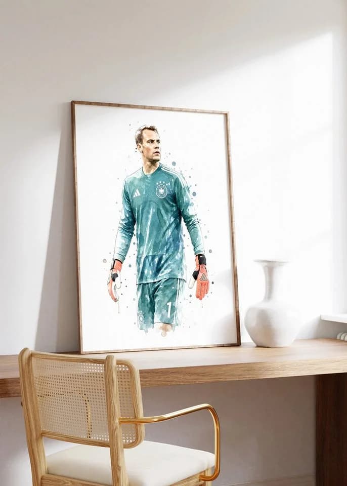 JUSTGOODMOOD Poster Deutschland Fußball Aquarell Sport Wandbild - Bild 3