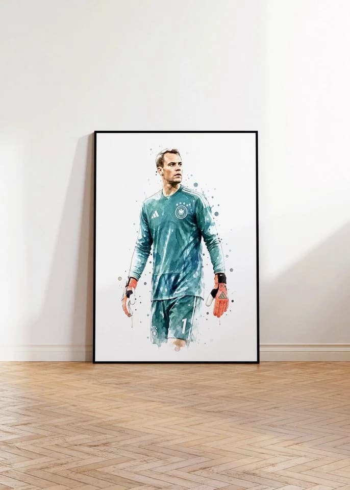 JUSTGOODMOOD Poster Deutschland Fußball Aquarell Sport Wandbild - Bild 4