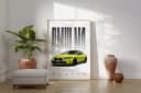 JUSTGOODMOOD Poster Sportwagen Gelb HD-Druck Baumwolle Bild 1