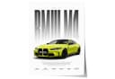 JUSTGOODMOOD Poster Sportwagen Gelb HD-Druck Baumwolle Bild 2