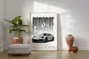 JUSTGOODMOOD Poster Silberner Sportwagen HD-Druck Baumwolle Bild 1