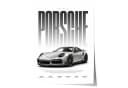 JUSTGOODMOOD Poster Silberner Sportwagen HD-Druck Baumwolle Bild 2