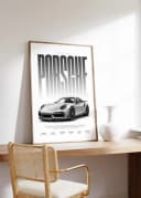 JUSTGOODMOOD Poster Silberner Sportwagen HD-Druck Baumwolle Bild 3