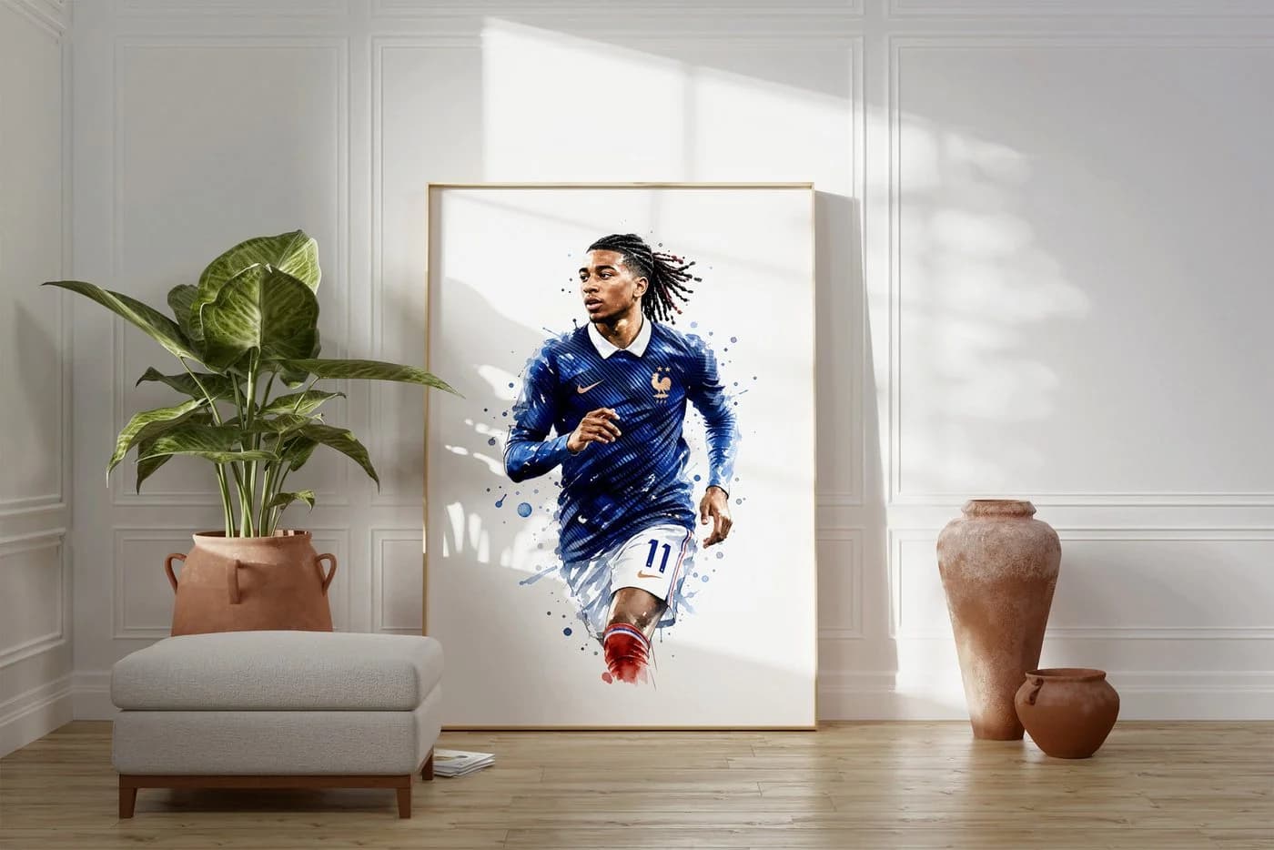 JUSTGOODMOOD Poster Frankreich Fußball Aquarell Sport Wandbild Deko Print