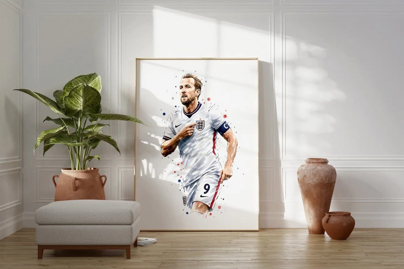 JUSTGOODMOOD Poster England Fussball Aquarell Sport Wandbild Deko Print