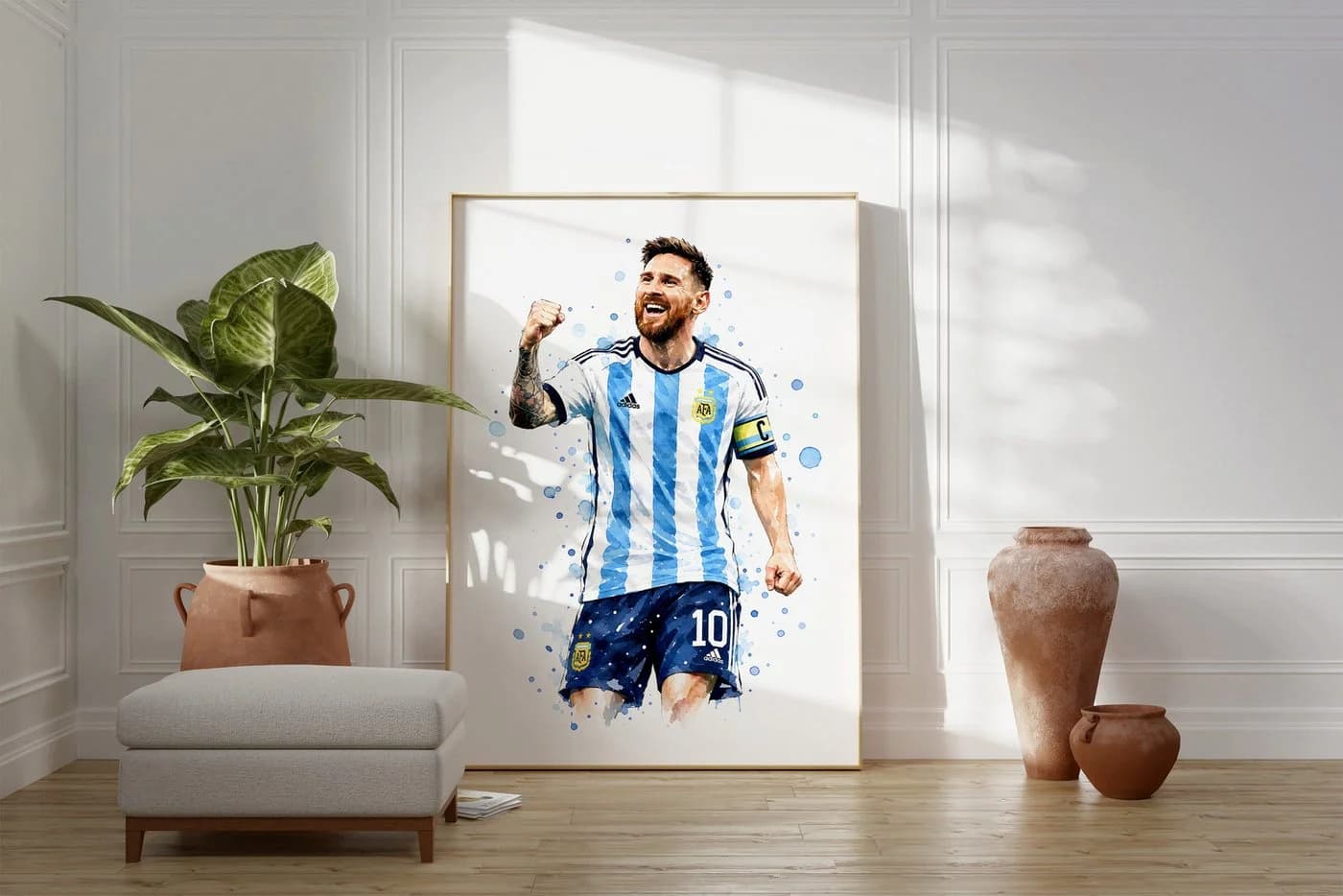 JUSTGOODMOOD Poster Argentinien Fußball Aquarell Sport Wandbild