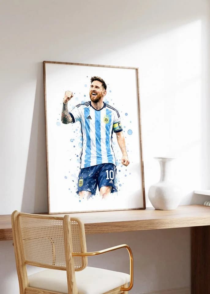 JUSTGOODMOOD Poster Argentinien Fußball Aquarell Sport Wandbild - Bild 3