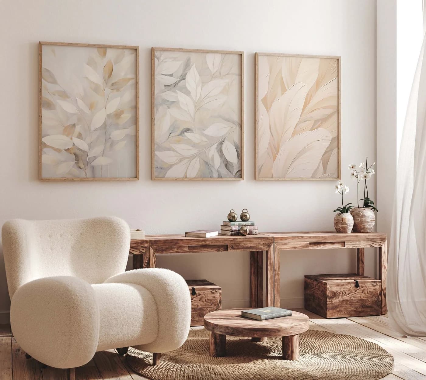 JUSTGOODMOOD Poster Botanik Beige Blätter Pflanzenkunst - Bild 3