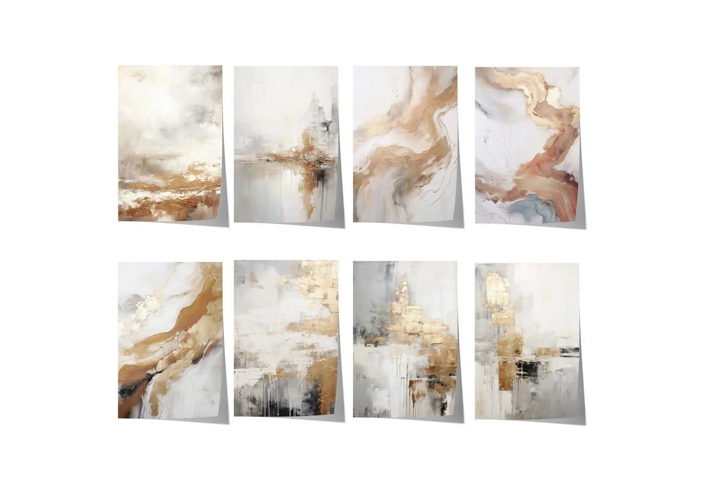 JUSTGOODMOOD Poster Abstrakte Kunst Beige Gold Marmor Effekt Minimalistisch - Bild 2