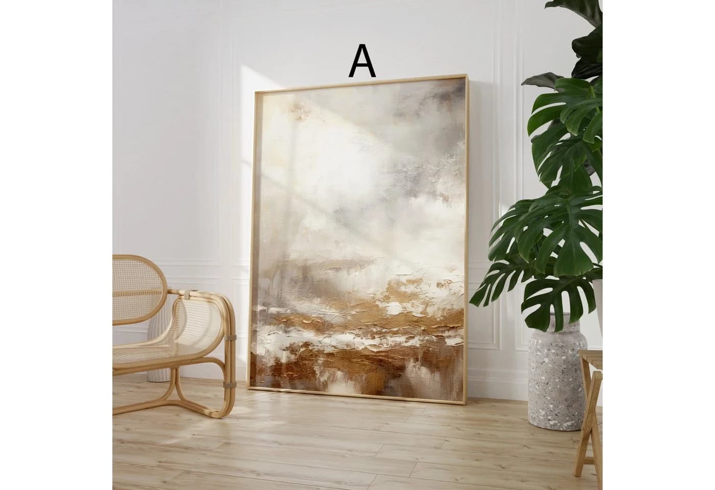 JUSTGOODMOOD Poster Abstrakte Kunst Beige Gold Marmor Effekt Minimalistisch - Bild 3