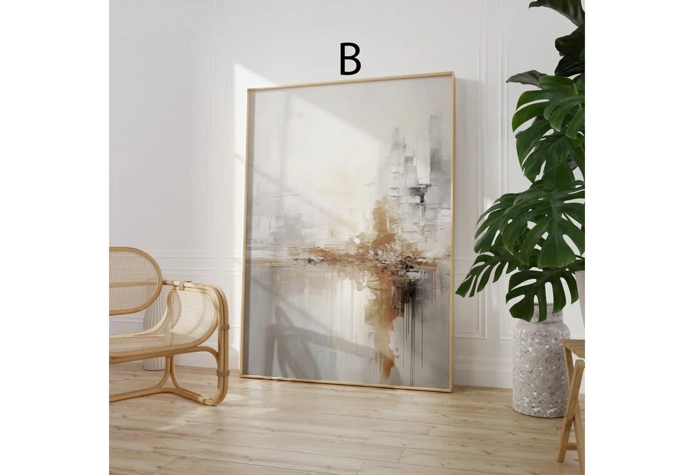 JUSTGOODMOOD Poster Abstrakte Kunst Beige Gold Marmor Effekt Minimalistisch - Bild 4