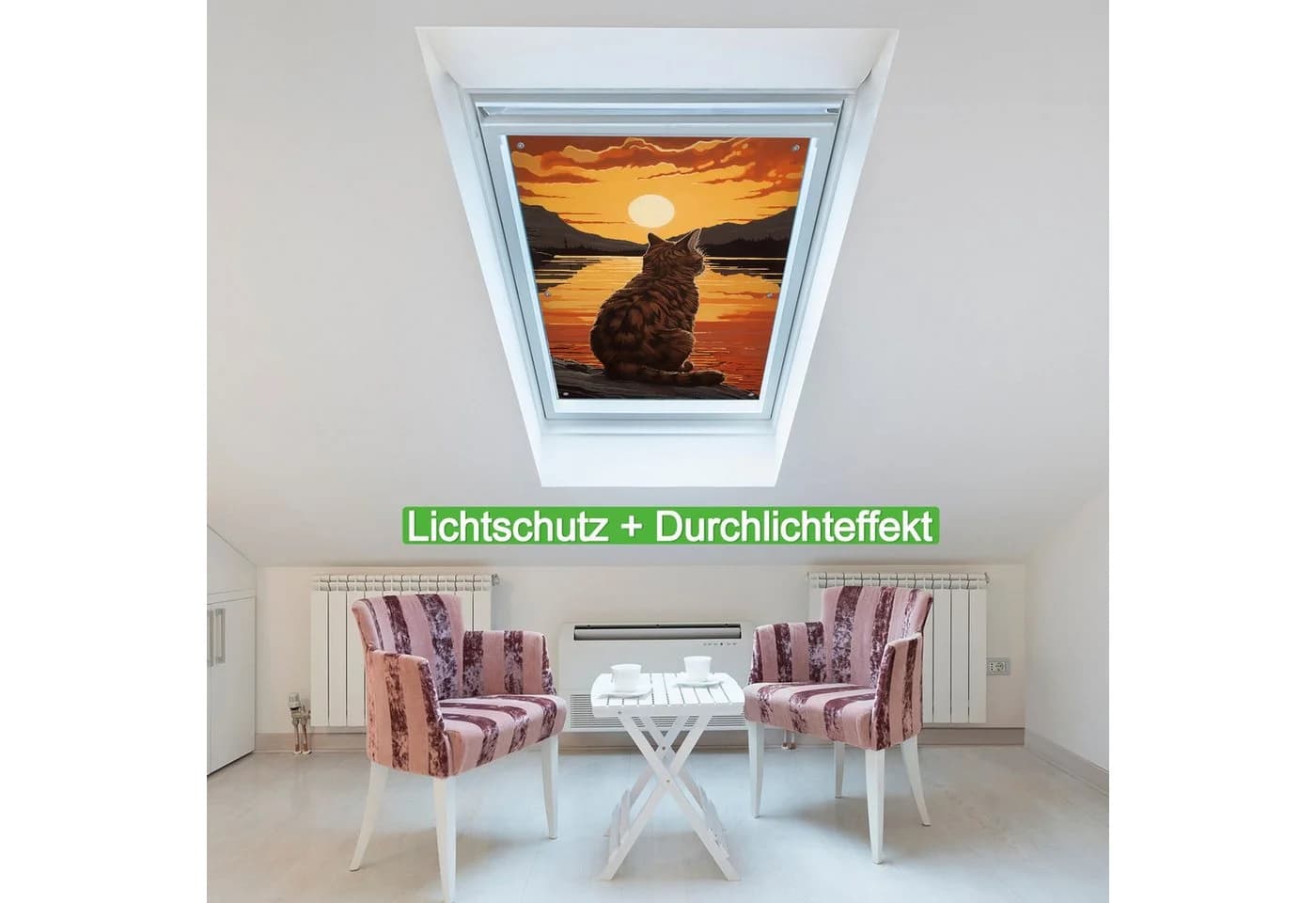 Wallario Sonnenschutz Katzenstille im Sonnenuntergang blickdicht mit Saugnäpfen