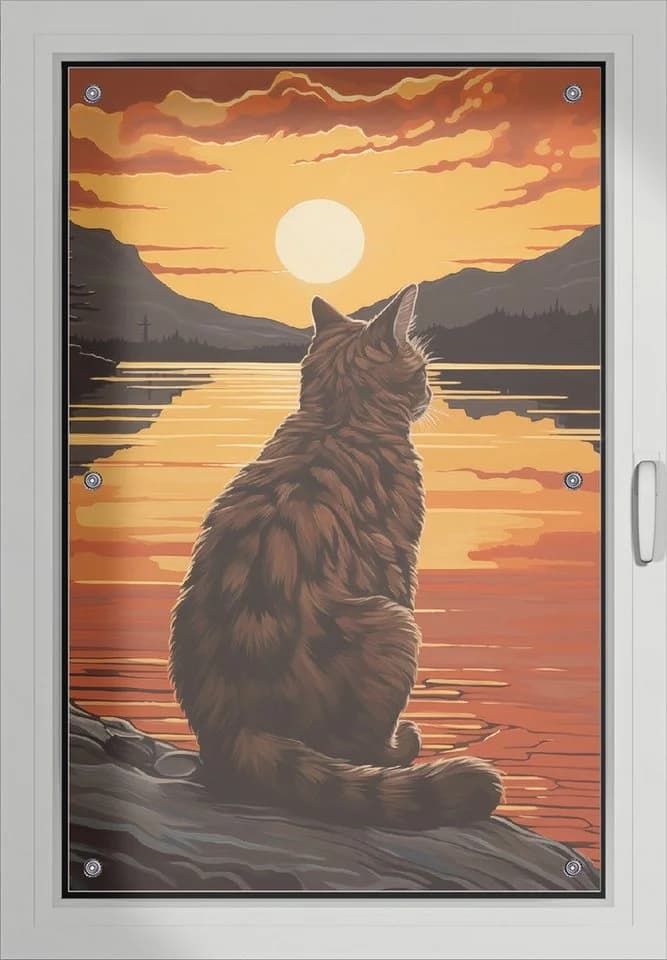 Wallario Sonnenschutz Katzenstille im Sonnenuntergang blickdicht mit Saugnäpfen - Bild 2