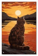 Wallario Sonnenschutz Katzenstille im Sonnenuntergang blickdicht mit Saugnäpfen Bild 4