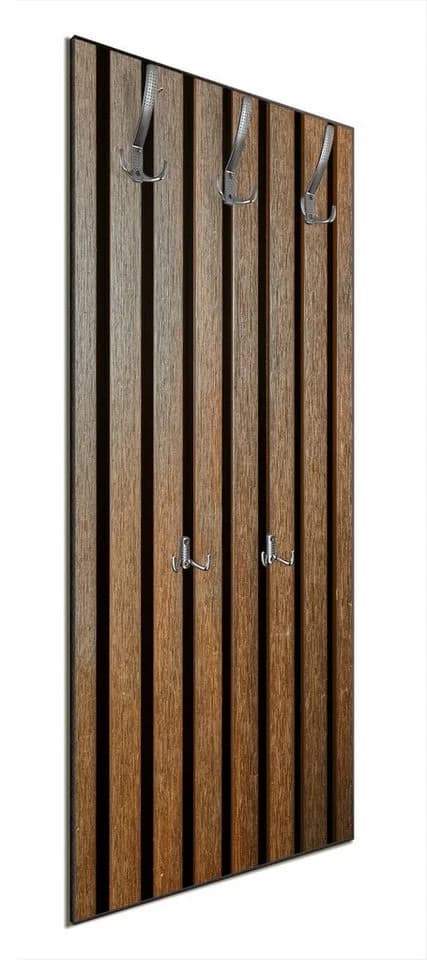 Wallario Garderobenpaneel Holzlamellen Braun Modern