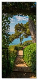 Wallario Türtapete Gartenweg am Meer Grün Blau Selbstklebend Bild 2