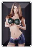 Wallario Metallbild Frau mit Melonen Stahlblech Bild 2