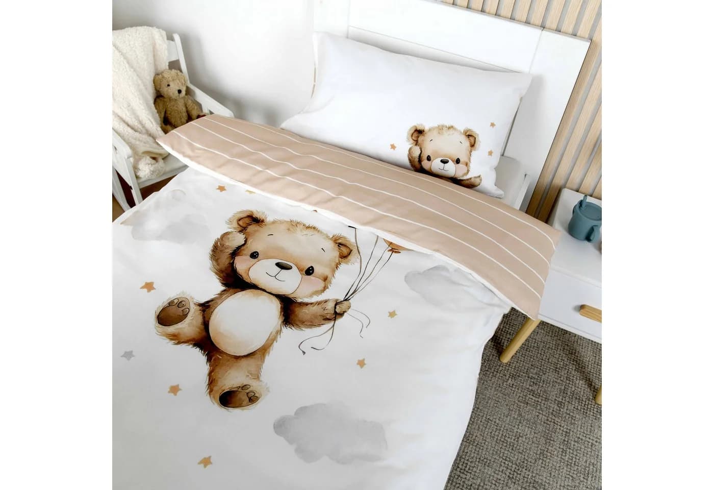 Baby Best Babybettwäsche Ballon Teddy, Renforcé, 2 teilig, Wendebettwäsche - Bild 5