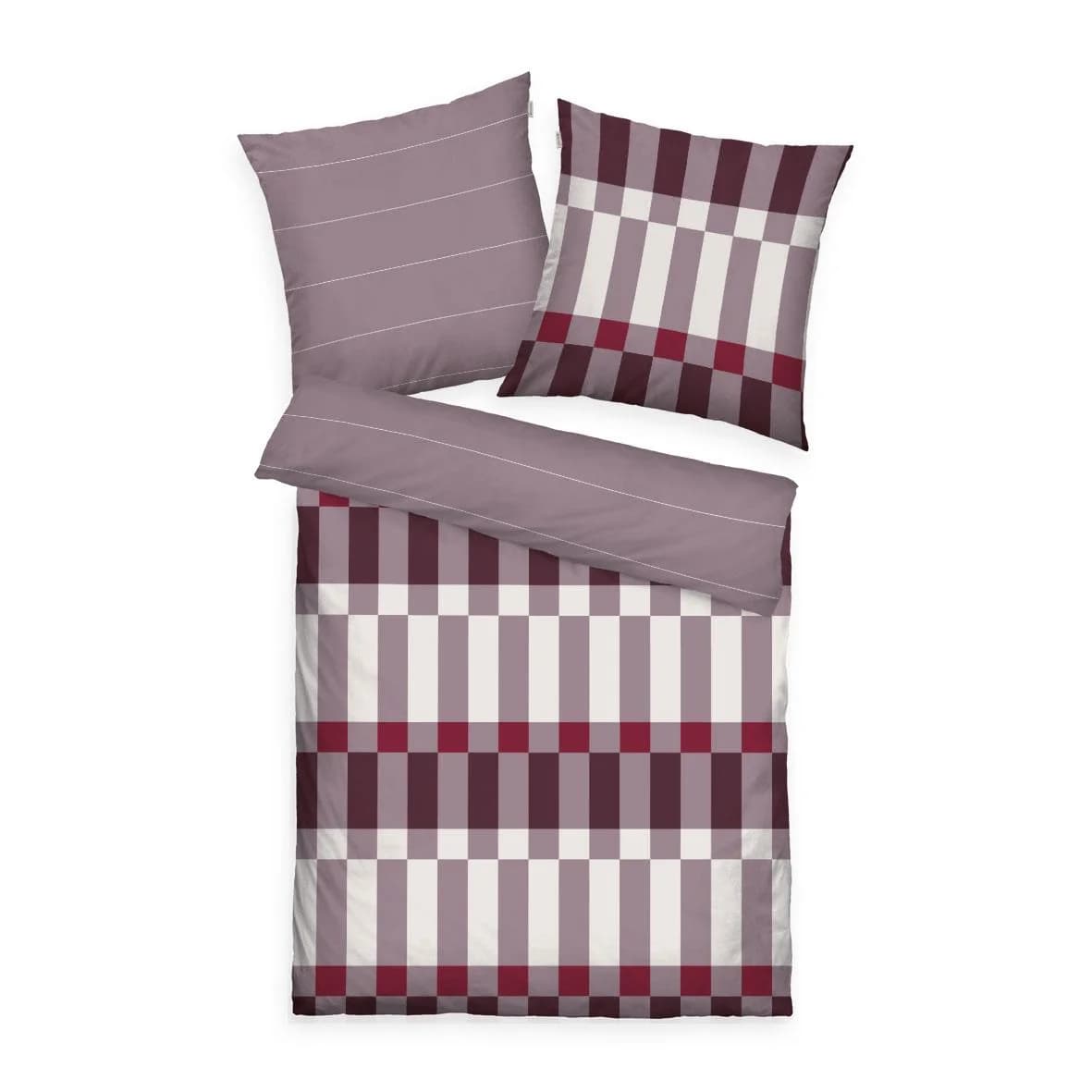 TOM TAILOR Bettwäsche BOLD CHECK Satin Lila 100% Baumwolle