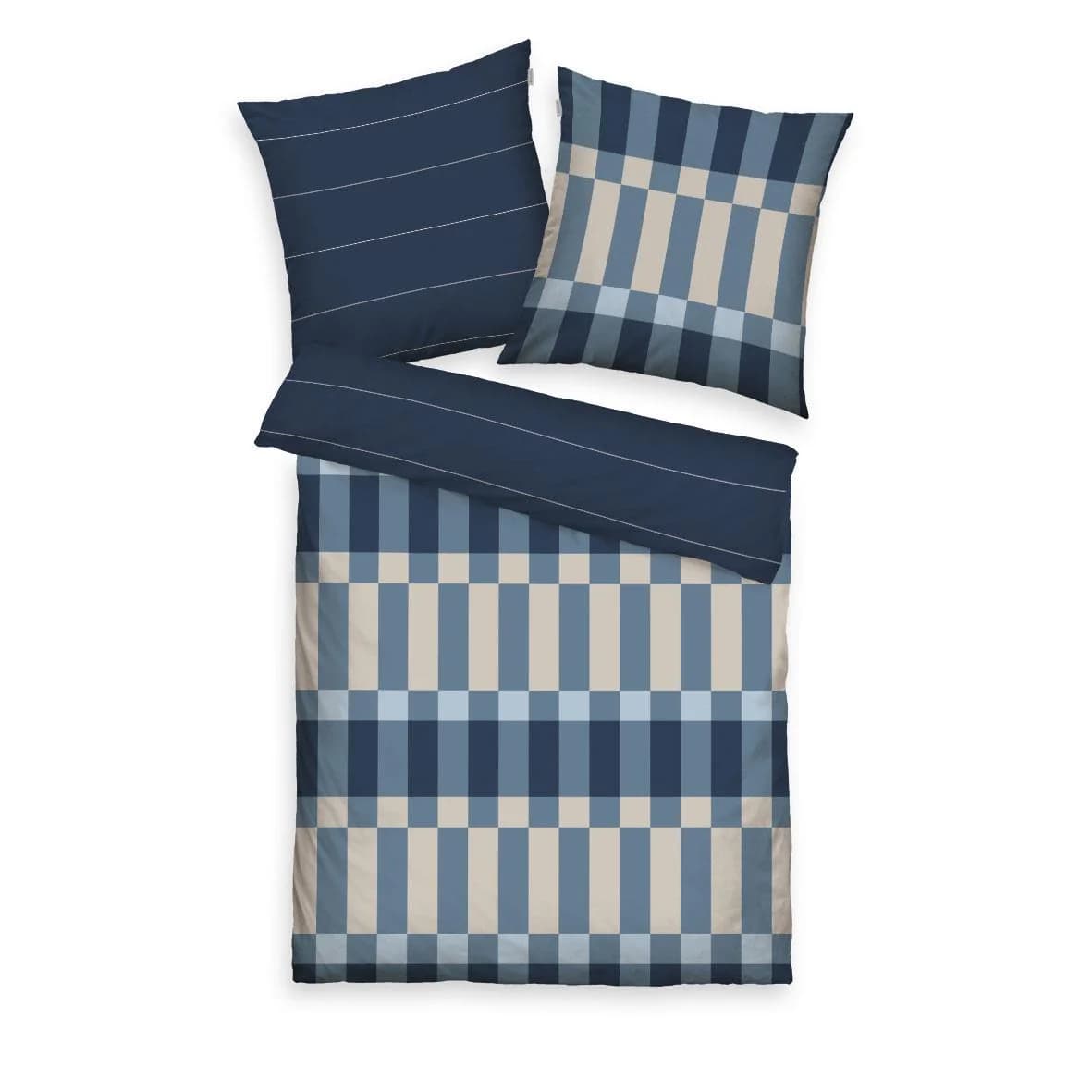 TOM TAILOR Bettwäsche BOLD CHECK Satin Dunkelblau