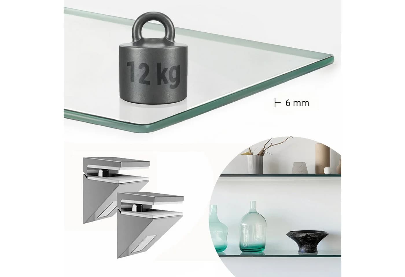 Tulup Glasregal Wandhalterung Transparent Verchromt - Bild 3