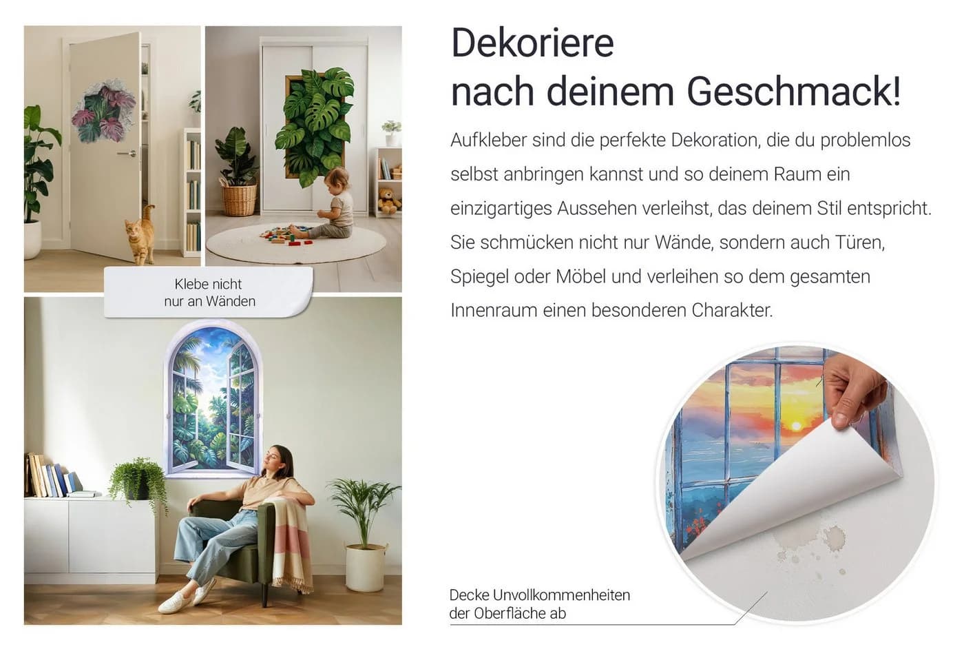 Tulup Wandtattoo 3D Nische Beige Wandsticker Keramikvasen - Bild 5