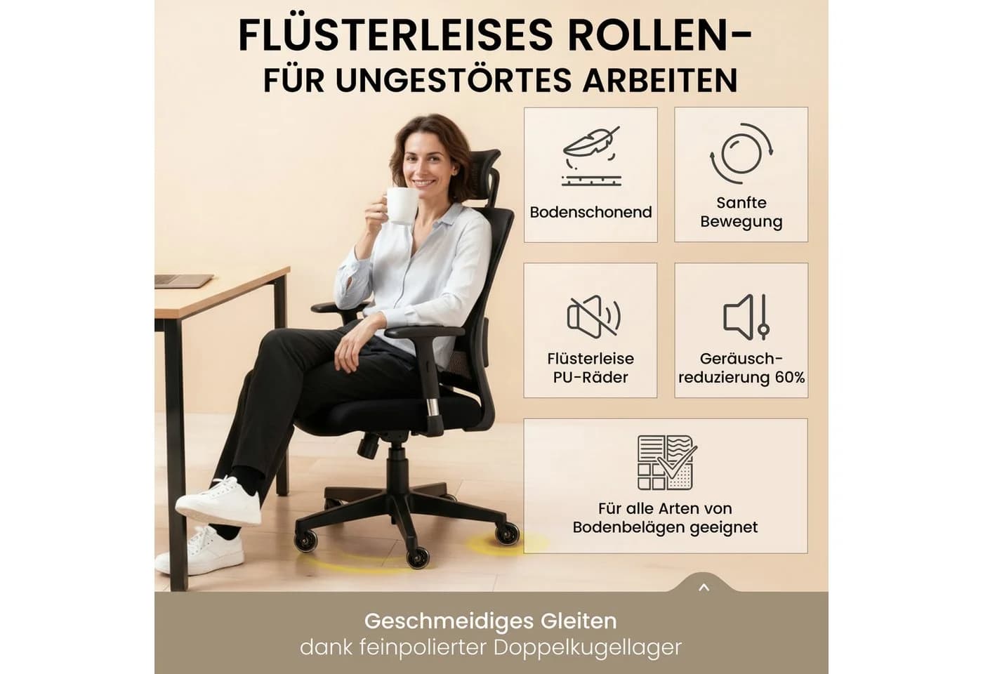 TPFLiving INVICTUS PROGLIDE Bürostuhlrollen 5er Set Transparent 10mm - Bild 3