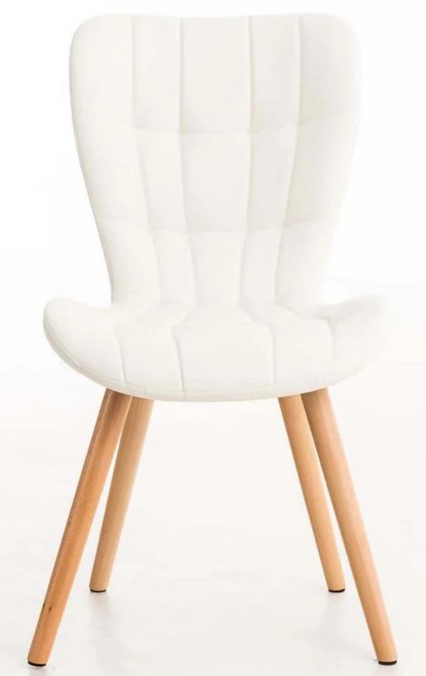 TPFLiving Esszimmerstuhl 4er Set Kunstleder weiß Holz - Bild 2