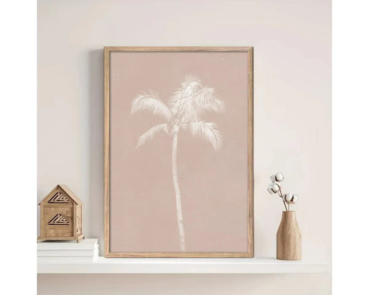 TPFLiving Leinwand Kunstdruck Boho abstrakte Sonne Ozean Palme