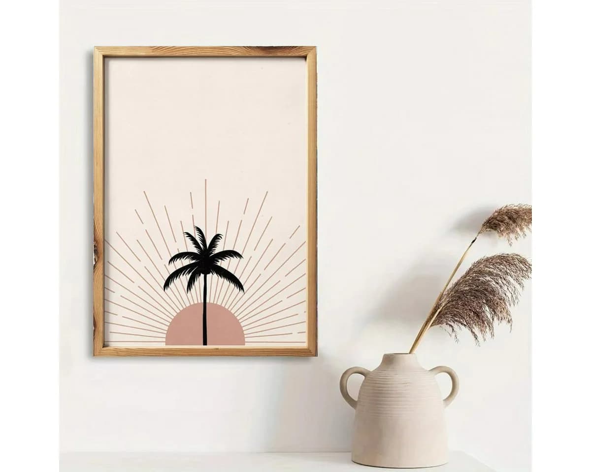 TPFLiving Leinwand Kunstdruck Boho abstrakte Sonne Ozean Palme - Bild 4