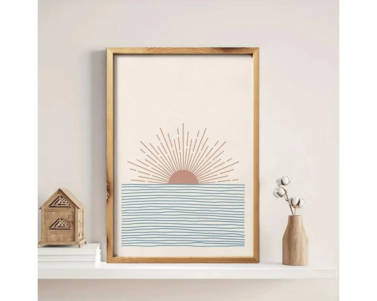 TPFLiving Leinwand Kunstdruck Boho abstrakte Sonne Ozean Palme - Bild 5