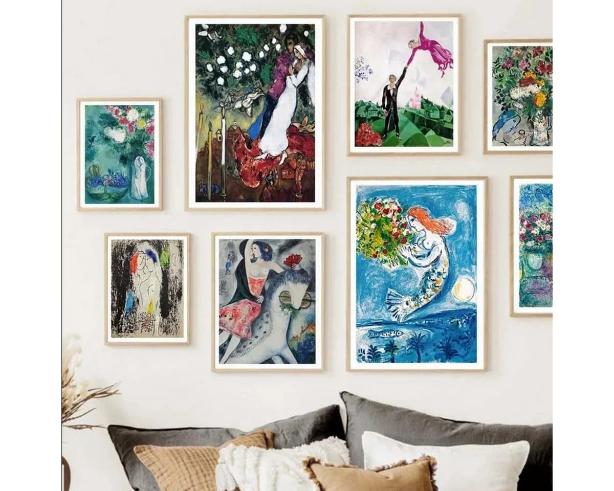 TPFLiving Leinwand-Kunstdruck Marc Chagall Surrealismus Bunt