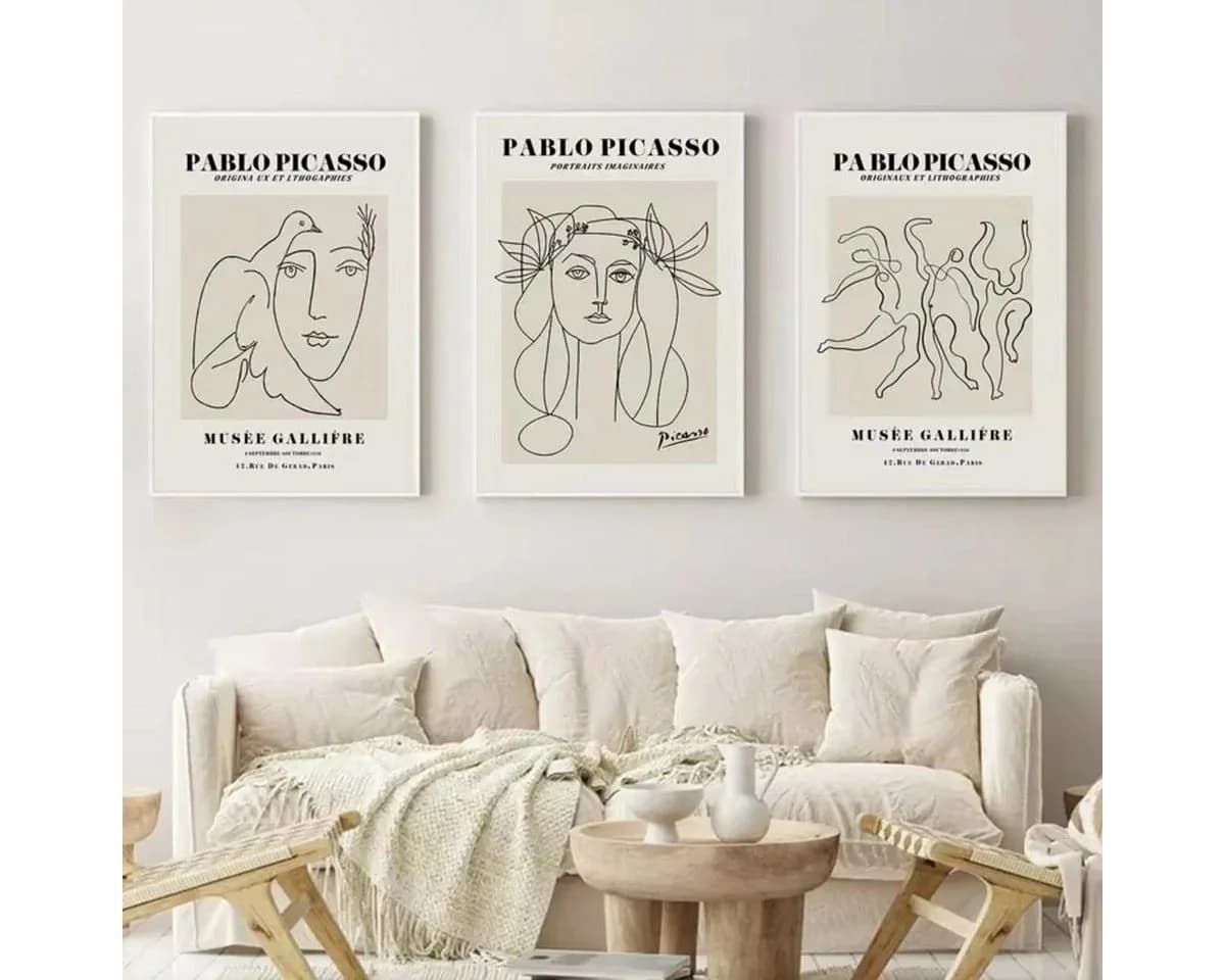 TPFLiving Leinwand-Kunstdruck Abstrakt Schwarz-Weiß Grau Beige - Bild 3