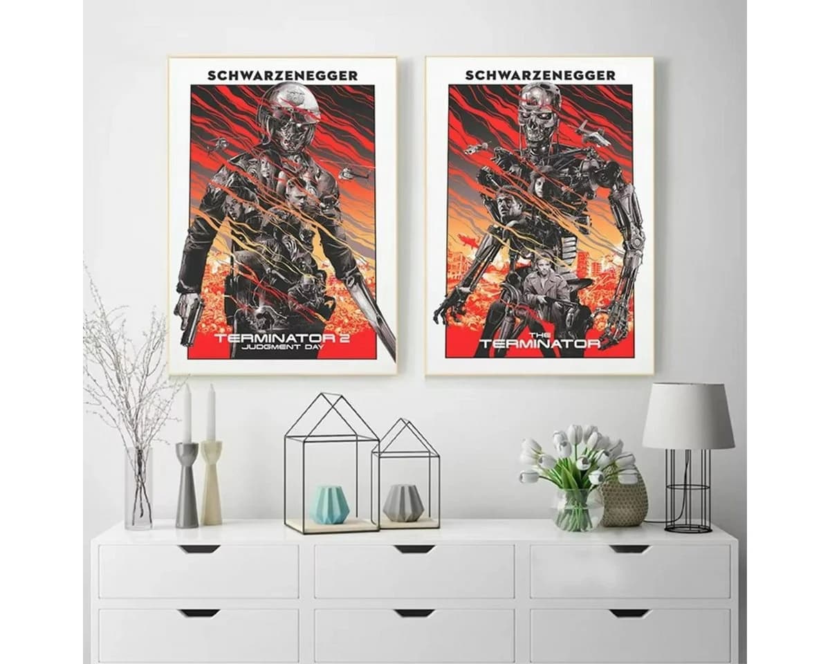 TPFLiving Leinwanddruck Terminator Motiv Bunt Ohne Rahmen
